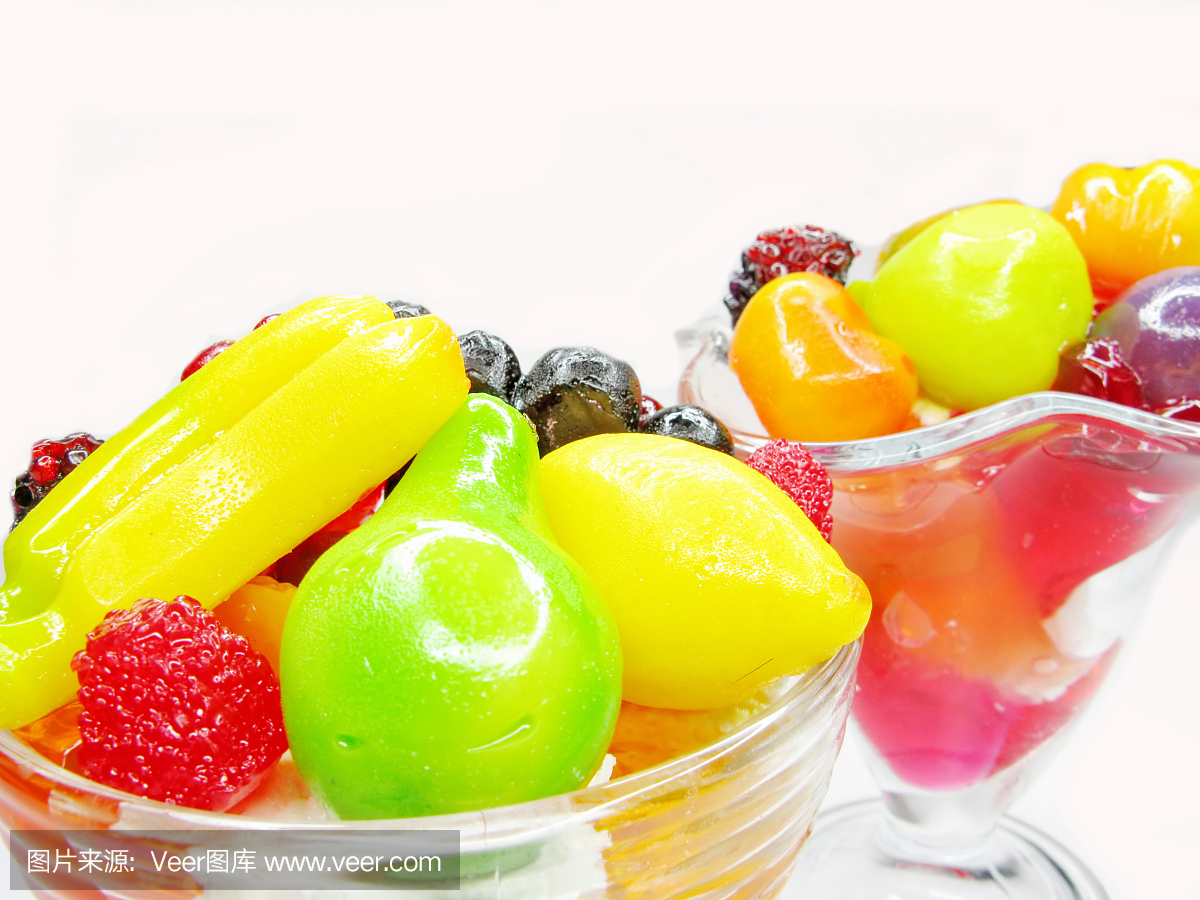 樱桃甜点,布丁和果冻水果